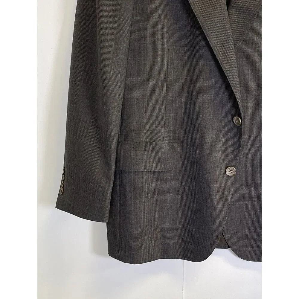 Meeting Street Men's 42R Gray & Black Glen Plaid Blazer Sport Coat Made‎ In USA